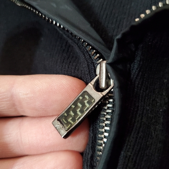 Zegna Sport Men's Quarter Zip Black Ribbed Stretchy Long Sleeves Sweater. XL. - Picture 7 of 15